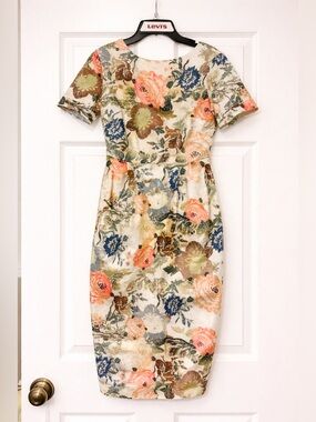 ASOS Floral Sheath Midi Dress Womens 6 Cottagecore Coquette Feminine Soft Girl